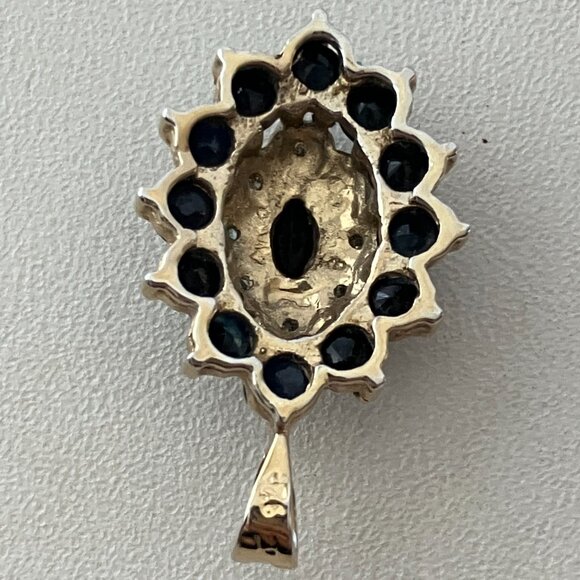 Real Diamonds and Sapphires 925 Sterling Silver Gold plated pendant. - Picture 6 of 7
